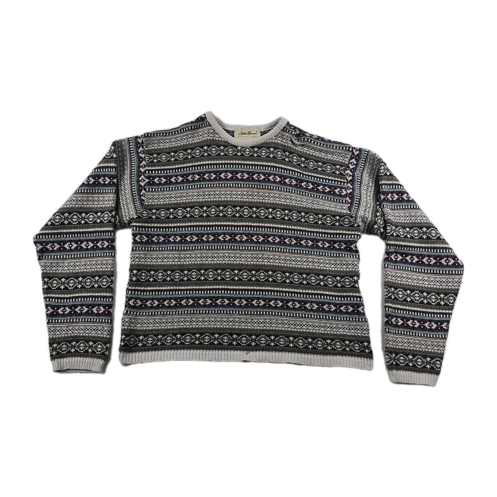 Eddie Bauer Vintage Nordic Sweater Womens Medium Cotton Blend USA Made Pullover